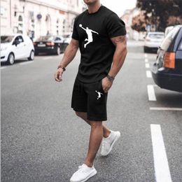 Men's Tracksuits Summer Sports Fashion Suit Men Short Sleeve Cotton T-Shirt Shorts Fitness Running Jogging