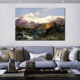 Abstract Landscape Canvas Art the Teton Range Hand Painted Impressionist Oil Painting for Apartment Wall Decor