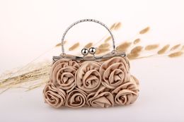 Evening Bags Rushed Solid Bag Mini <20cm Single Hasp Wristlet Leather Handbags Diamond Satin Flower Tote 230711