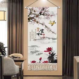 New Chinese Flower-and-bird Tapestry Fabric Home Porch Living Room Decoration Hanging Painting Room Decor Aesthetic Anime Poster L230704
