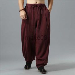 Men's Pants Summer Men Cotton Linen Wide Leg Pants Chinese Style Male High Street Casual Long Trousers Sweatpants Plus Size M5XL 6XL J230712