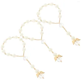 Charm Bracelets Decorate Prayer Bracelet Pearl Beads Small Beaded Baptism Souvenir Gift Women Jewellery Wrist Decoration Rosary