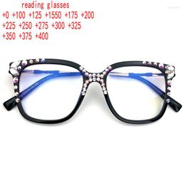 Sunglasses TR90 Diamond Reading Glasses For Women Oversized Rhinestone Bling Computer Blue Light Blocking XN