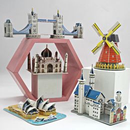 3D Puzzles DIY 3D Puzzle Jigsaw Landscape World Football Stadium Assembled Building Model Puzzle Learning Educational Toys For Children 230711