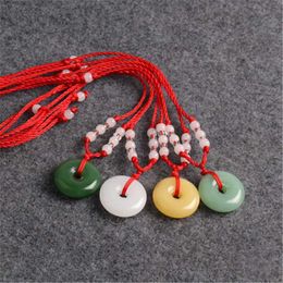 Pendant Necklaces Natural Multicolor Jade Doughnut Pendant Agate Necklace Fashion Accessories Charm Carved Amulet Gifts for Women Men A2 HKD230712