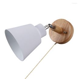 Wall Lamp 2X Nordic Wooden Bedside Sconce Light For Bedroom Corridor With Zip Switch Freely Rotatable(White) Retail