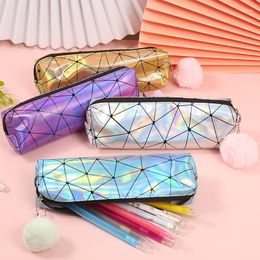 Symphony Large-capacity Pencil Case Lingge Fashion Hairball Stationery Pouch Korean School Supplies