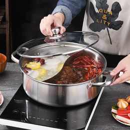 Soup Stock Pots Stainless Steel Pot With Cover Induction Cooker pot Pan Chinese Fondue Home Cookware Cooking For Kitchen 230711