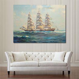 Marine Paintings Frank Vining Smith Clipper Ship at Sea Handmade Canvas Art Contemporary Restaurant Decor