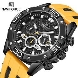 NAVIFORCE 2021 Luxury Watches for Men Silicone Strap Military Waterproof Sport Chronograph Quartz WristWatch Man Clock With Date