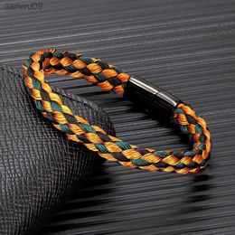 MKENDN Navy Style Men Woven Rope Captain Bracelet Black Stainless Steel Buckle Accessories Handmade Jewelry Gifts L230704