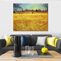 Famous Paintings by Vincent Van Gogh Sunset at Wheat Field 1888 Impressionist Landscape Hand Painted Oil Artwork Home Decor