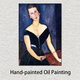 Hand Painted Abstract Painting Madame Georges Van Muyden Amedeo Modigliani High Quality Portrait Girl Oil Paintings