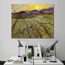 Landscape with Ploughed Fields Hand Painted Vincent Van Gogh Canvas Art Impressionist Landscape Painting for Modern Home Decor