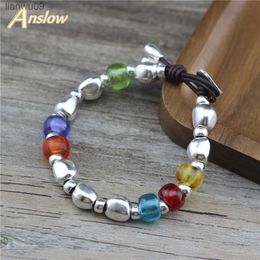 Anslow Creative Design Fashion Wristband Wedding Birthday Jewelry Bracelets Bangles Colorful Resin Beads Cuff Gift LOW0852LB L230704