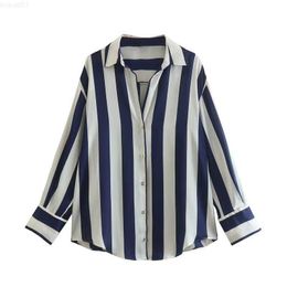 Women's Blouses Shirts Women's Shirt 2023 New Blouses Fashion Stripe Loose Retro Shirts Women Spring Casual Chic Street Mix Fashion Youth Shirt Top L230712