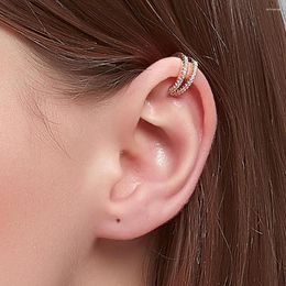 Backs Earrings Double Layer Full Drill Ear Clip C-shaped Fashion Y2k Accessories Charm No Piercing For Women Luxury Designer Jewellery