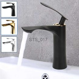 Kitchen Faucets New Bathroom Basin Faucet Deck Mounted Black Chrome Gold Luxury Sink Tap Single Hole Water Tap Hot and Cold Basin Mixer x0712