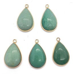 Pendant Necklaces Natural Stone Green Aventurine 18x30mm Made DIY Charm Necklace Earrings Fashion Jewellery Boutique Women's Accessories