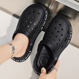 Sandals Outdoor Garden Shoes Men's Thick Sole Anti slip Sandals Family Leisure Summer Slide Hole Clogs Slide Platform Flap 230712