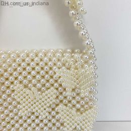 Evening Bags Rural Style Fashion Women's White Pearl Butterfly Shoulder Bag Vintage Handbag Casual Women's 2023 Summer Gift Party Dinner Z230712