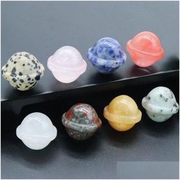 Stone Natural Mini Planet Ornaments Quartz Healing Crystals Energy Reiki Gem Craft Hand Pieces Living Room Decoration Drop Delivery J Dhmwx