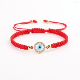 Strand Design High Quality CZ Pave Eye Charm Cord Braided Friendship Macrame Adjustable Bracelet Women