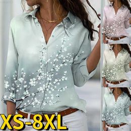 Women's Blouses Shirts 2022 New Women V-neck New Design Printed Blouse Fashion Long Sleeve Elegant Blouse Autumn Winter Everyday Casual Button Shirt L230714