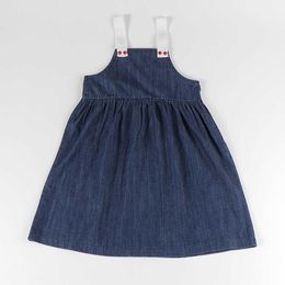 Girl's Dresses Girls blue denim dress braces sleeve for girls all seasons children casual clothing kids girl dresses denim blue outwear clothesHKD230712