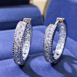 Hoop Earrings Princess Cut Earring Zircon White Gold Filled Jewellery Party Wedding For Women Bridal Promise Birthday