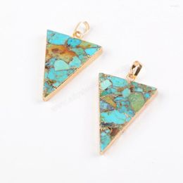 Pendant Necklaces 5PCS Triangle Natural Semi-Precious Stone Geometry Boho Turquoise Charm DIY Necklace Jewellery Making Accessories Wholesal