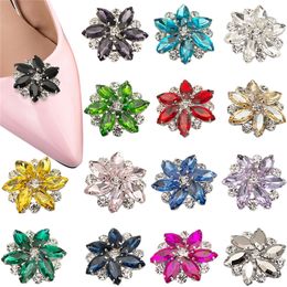 Shoe Parts Accessories Exquisite Detachable Shoe Clips Six Petals Flower Rhinestones Shoe Decoration Wedding Party Shoe Bag Handbag Accessories 2 Pcs 230711