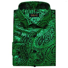 Men's Dress Shirts Green Paisley Gilding For Men Long Sleeve Casual Tops Luxury Wedding Prom Tuxedo Social Shirt Blouse Clothing