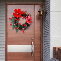 Decorative Flowers Christmas Door Wreath 17.7'' Greenery Wreaths Seasonal Garland For Indoor