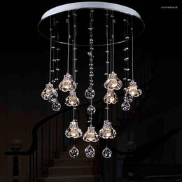 Pendant Lamps LED Crystal Restaurant Lamp Post Dining Room Shade Double Staircase Creative Personality Simple Modern Lights
