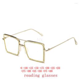 Sunglasses 2023 Retro Sparkling Crystal Colourful Diamond Frame Cat Eye Bling Rhinestone Reading Glasses Anti Blue Light Reader NX
