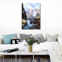 Handmade Impressionist Canvas Wall Art Under the Red Wall Grand Canyon of Arizona Landscape Painting Contemporary Bathroom Decor