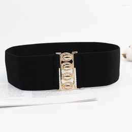 Belts Wide Elastic Belt Solid Colour Corset Waist For Women Metal Buckle Lady Fashion Cummerbands Stretch Cinch Waistband