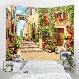 Tapestries Beautiful Ancient Architecture Print Wall Tapestry Polyester Fabric Home Decor Wall Rug Carpets Hanging Big Couch Blanket