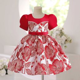 Girl's Dresses Red Tulle Baby Princess Dresses Embroidery Beading Kids Clothes Girls For Christams Party Bridesmaid ropa nia 3 8 10 YearsHKD230712