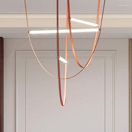 Chandeliers Modern Belt Chandelier For Villa Decoration Liner Lighting Stairs/Dinning Room/el Designer Suspension Lamp
