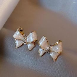 Stud Earrings High-end Feeling Korean Fashion Jewelry White Bowknot Women's Daily Party Accessories For Girls