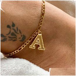 Pendants Luxury Women Anklets Chain Fashion Jewelry Accessories 26 Letters For Charm Anniversary Gift Drop Delivery Home Garden Arts Dhggx