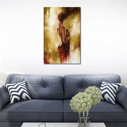 Contemporary Abstract Canvas Art Figurative Female After Bath Hand Painted Modern Home Decor