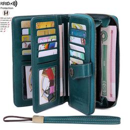 High Quality Women Wallet RFID Anti-theft Leather Wallets For Woman Long Zipper Large Ladies Clutch Bag Female Purse Card Holder L230704