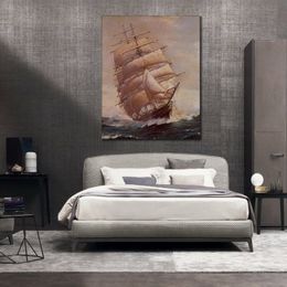 Seascape Ship Art Canvas Painting Romance of Sail Frank Vining Smith Artwork Hand Painted Dining Room Decor