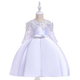 Girl's Dresses 3-10Y Elegant Beaded Bridesmaid Dress for Girls Party Weddings Flower Dress Birthday Kids Dress for Girl Children Costume DressHKD230712