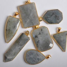 Pendant Necklaces Natural Labradorite Stone GEM Jewelry For Gift 1 PCS