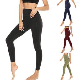 Women's Leggings Solid Color With Pockets Legging High Elastic Yoga Pants Fitness Bottoms Running Sweatpants For Women Quick-dry Workout