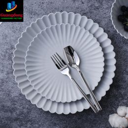 Dishes Plates Japanese Style Daisy Ceramic Dinner Plate Dish Frosted Rice Salad Bowl Dessert Dinnerware Set Crockery 230712